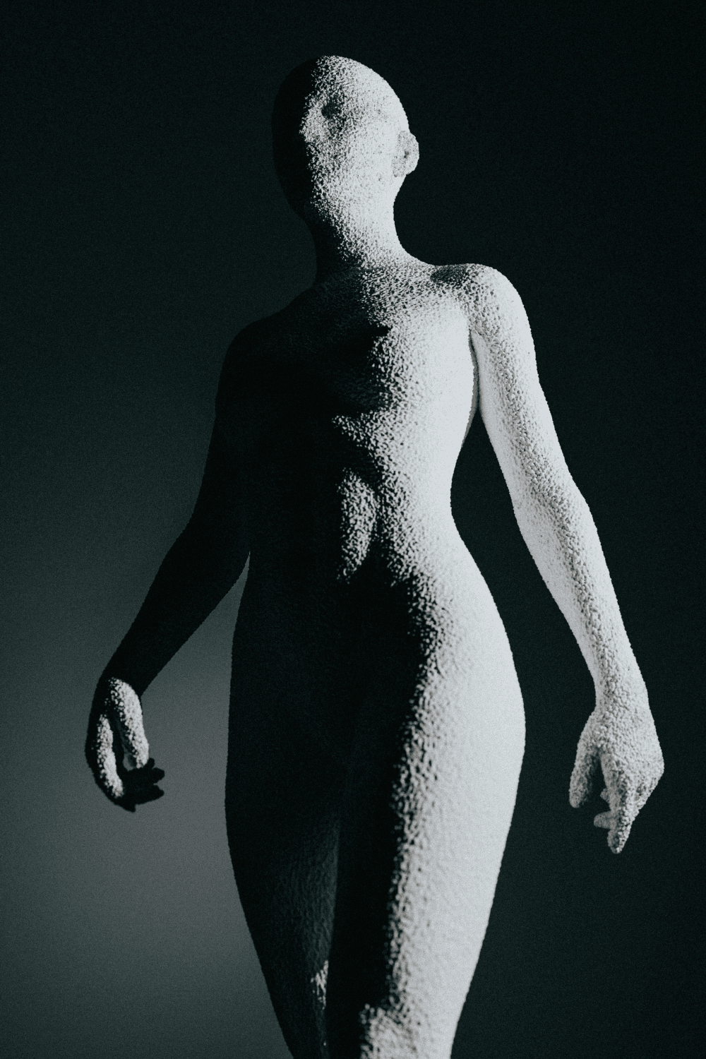 Black and white photo of a woman's body