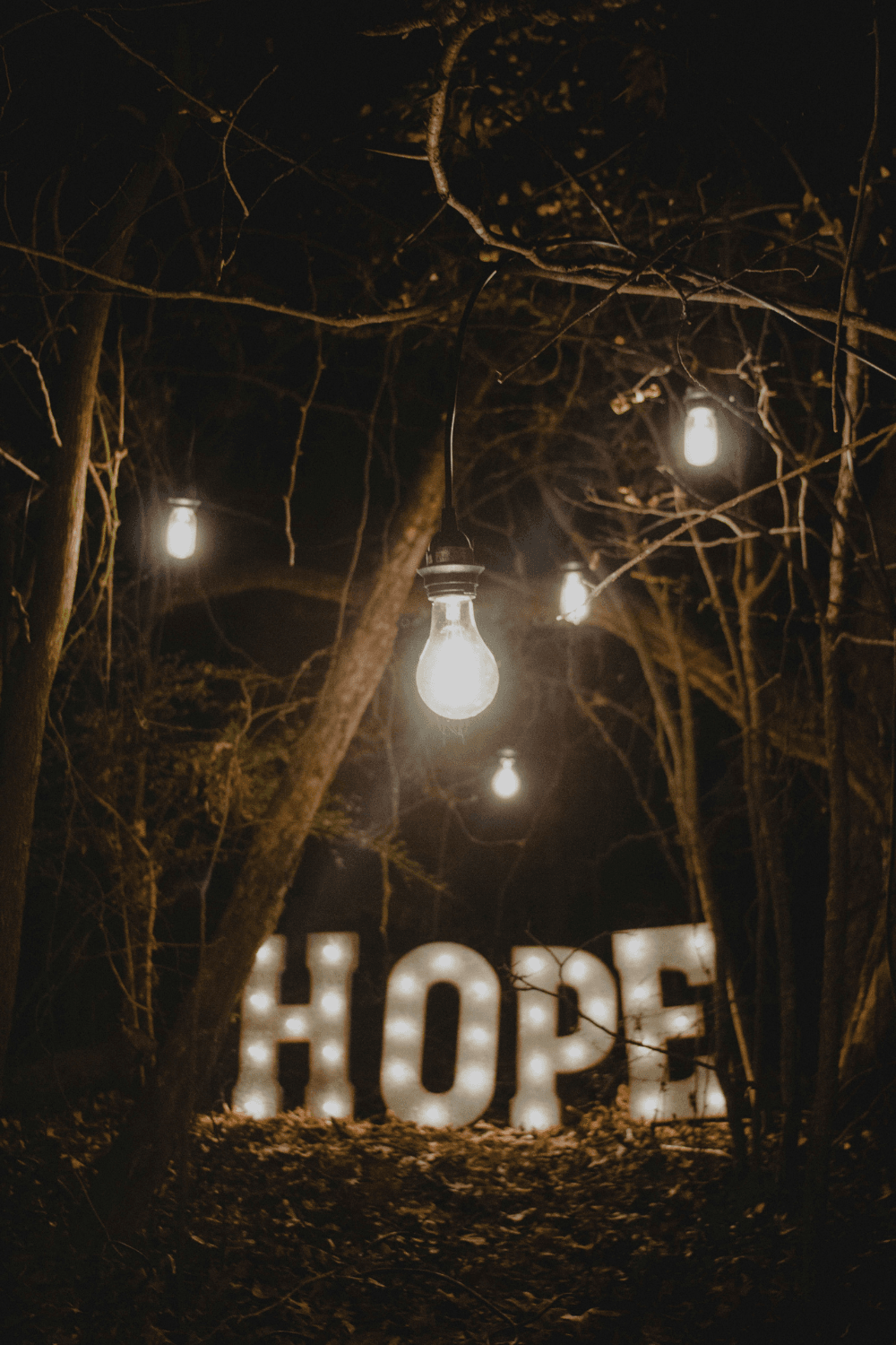 Hope sign lit up in lights