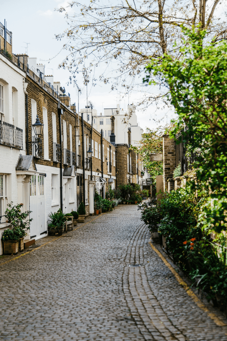 Street lined with expensive townhouses