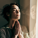 Woman doing a breathing exercise