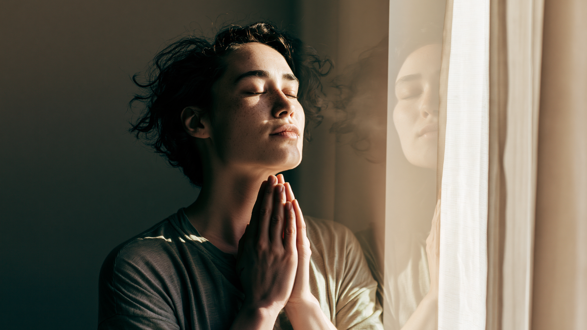 Woman doing a breathing exercise