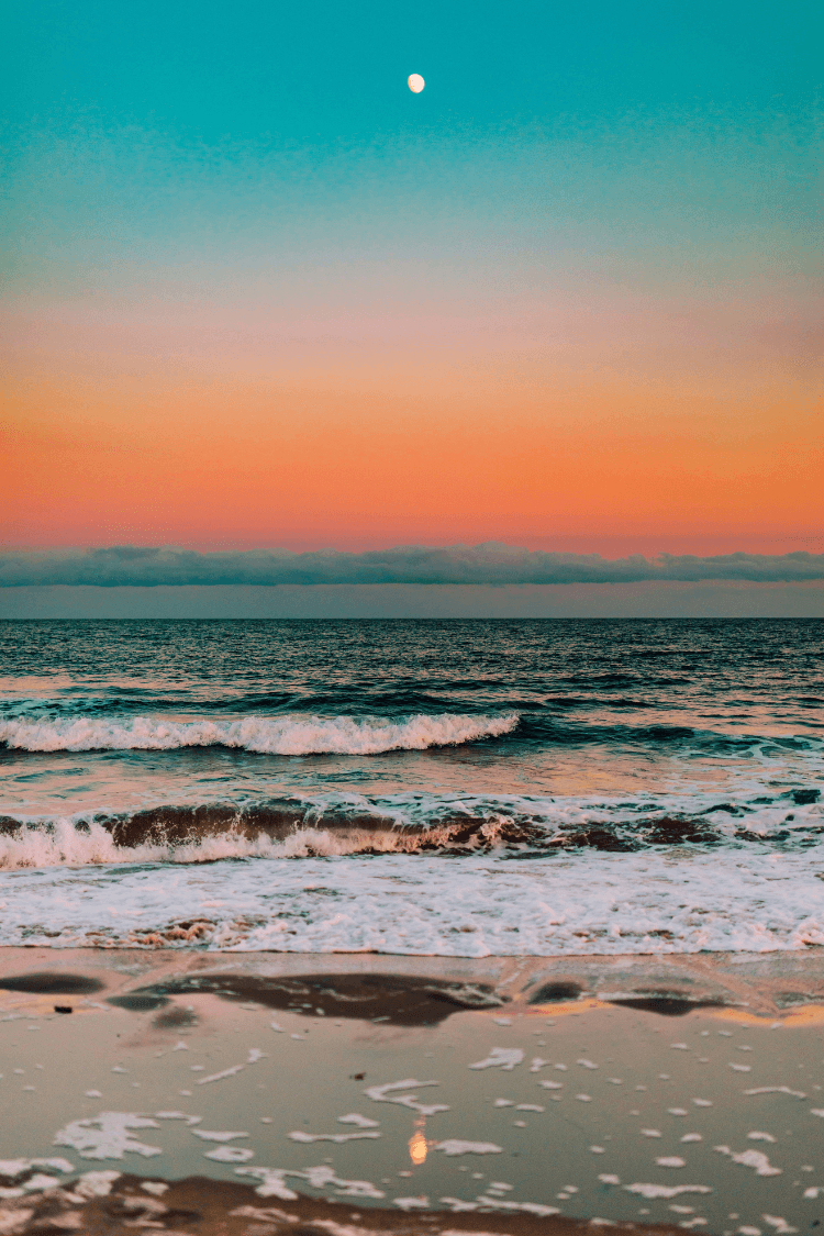 Beautiful sunset over Bradley Beach, United States