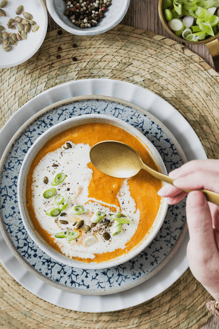 Bowl of pumpkin soup