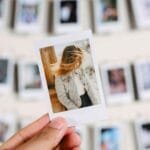 Close-up of a photo of a woman looking away from the camera