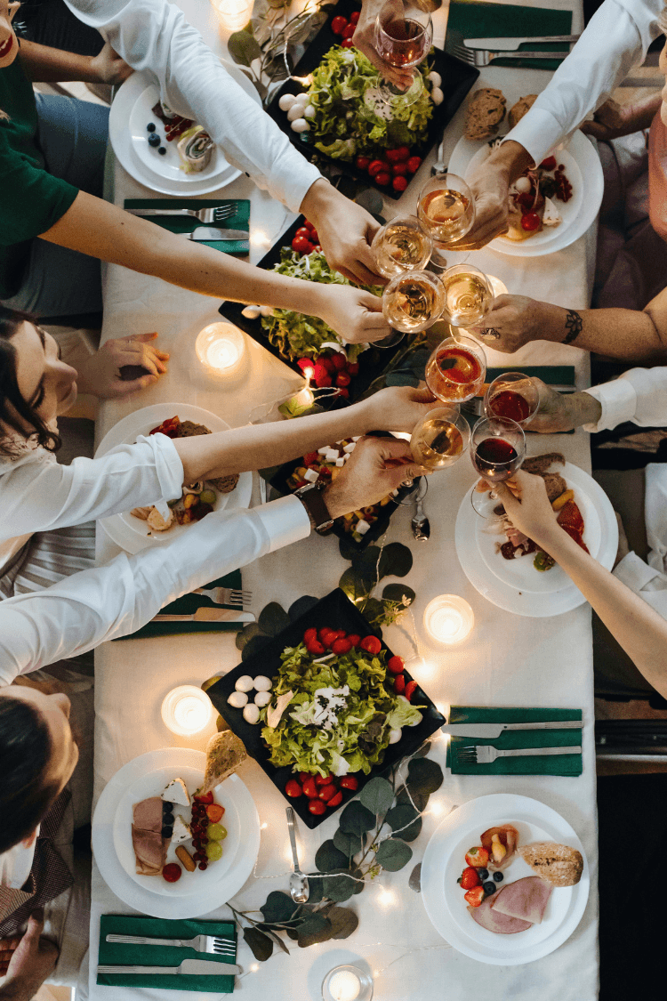 Group of friends raising a toast