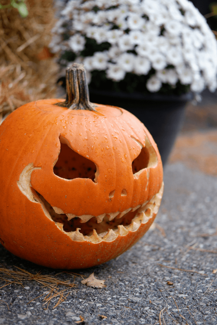 Scary Halloween pumpkin with sharp teeth and threatening eyes
