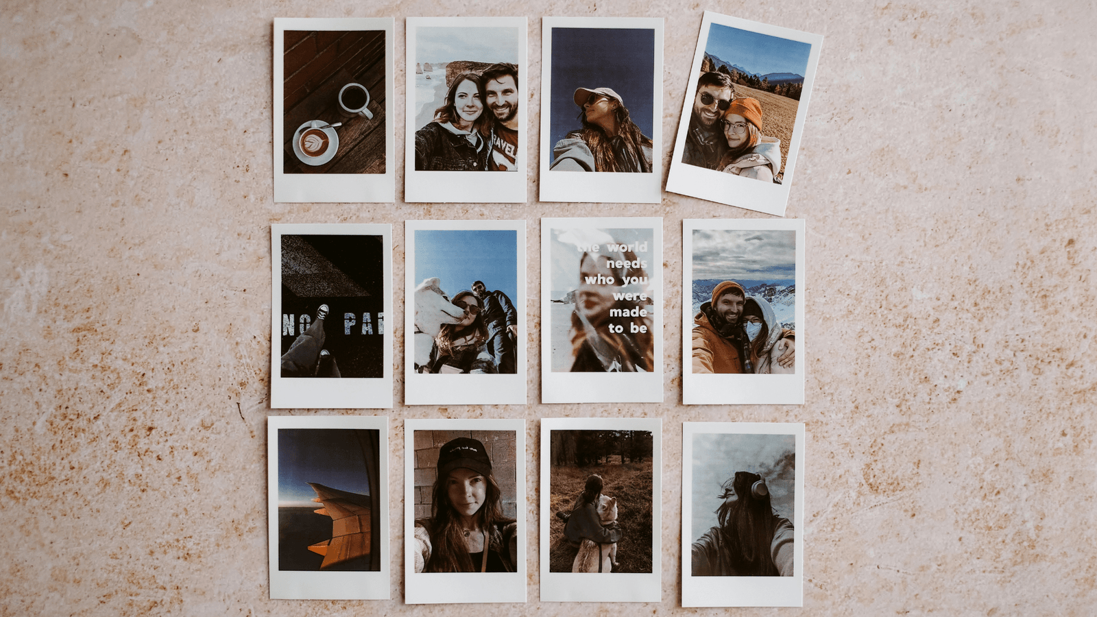 Selection of polaroid images on wall