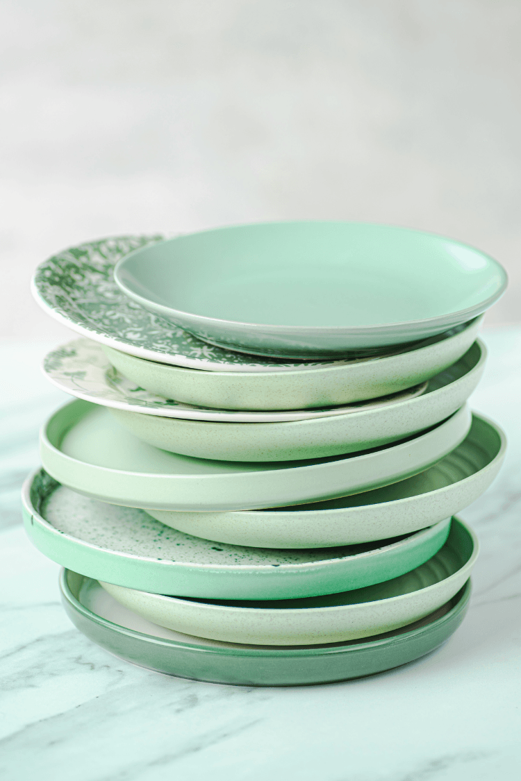Stack of light green plates