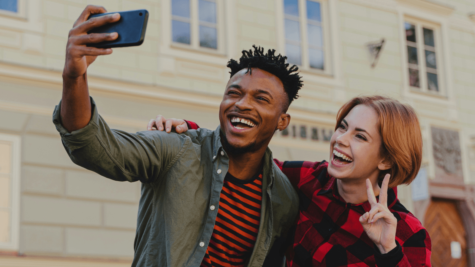 Two young people a taking a selfie