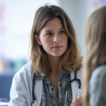 Female GP talking to young patient